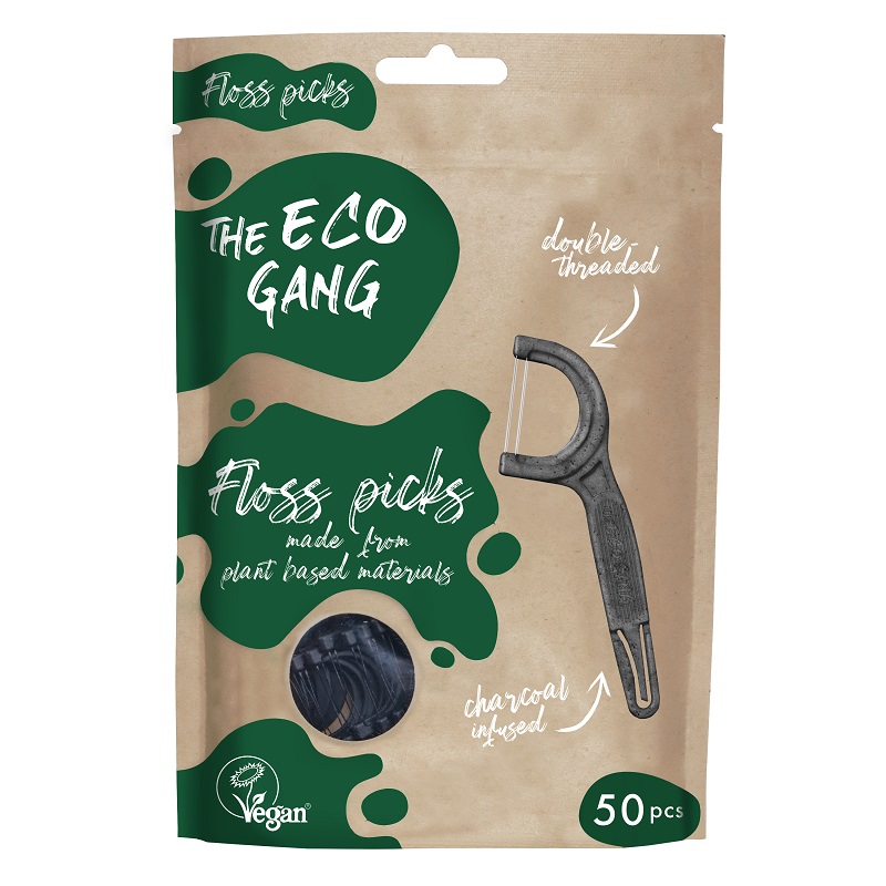 Billede af THE ECO GANG - Tandtrådsbøjler dobbeltstrenget med charcoal hos Organic Beauty Supply