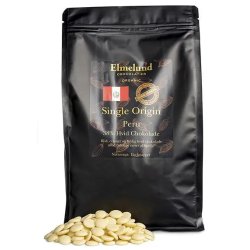 Elmelund Chocolatier - kologiske Chokolade knapper - 38% Hvid chokolade - 1 Kg
