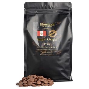 Elmelund Chocolatier - kologiske Chokolade knapper - 41% Mlkechokolade - 1 Kg