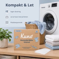 Kuno - Vaskemiddel i ark 18 stk. - universal med duft