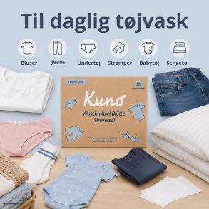 Kuno - Vaskemiddel i ark 18 stk. - universal med duft