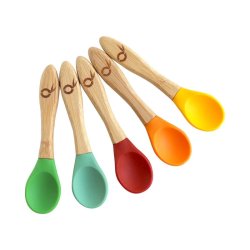 Pandoo - 5-pack Kids spoons - Bamboo &amp; Silicone