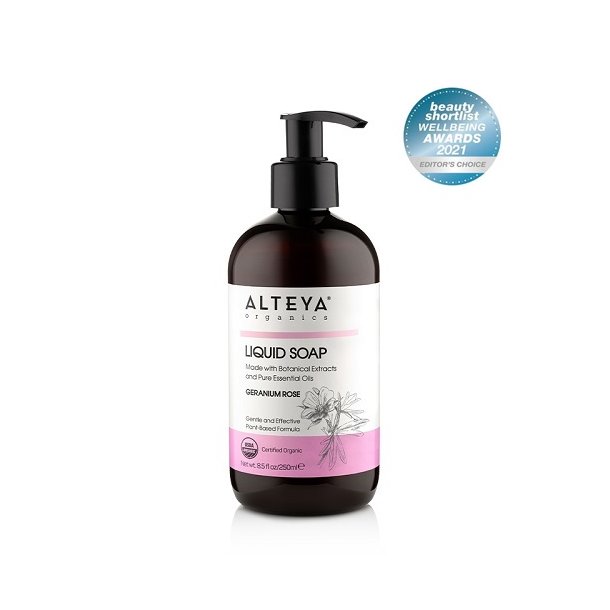 Alteya Organics - Organic Liquid Soap - Geranium &amp; Rose 250ml