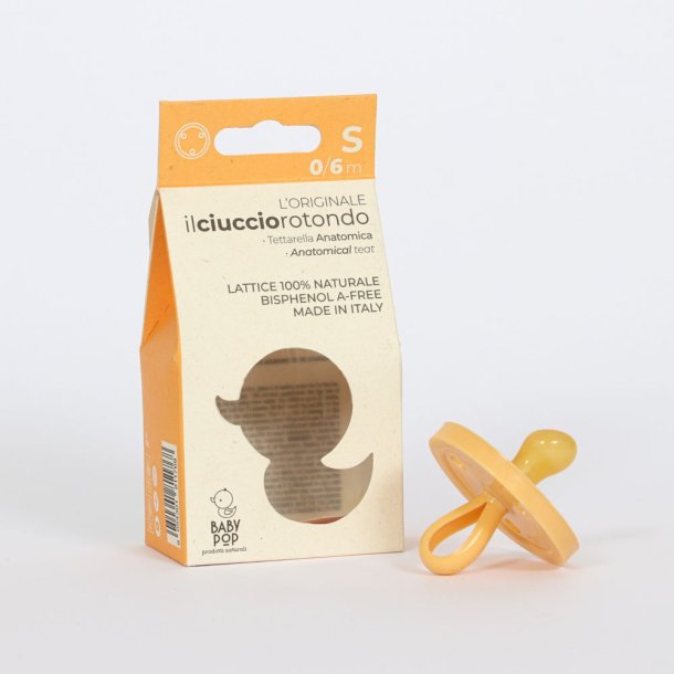 BABY POP - Anatomisk naturgummisut - 0-6m - gul