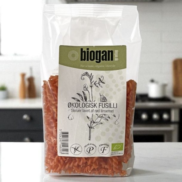 biogan - kologisk fusilli - skruer af rd linsemel