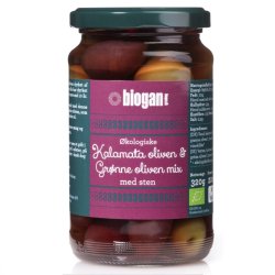 biogan - kologiske kalamata oliven &amp; grnne oliven mix - med sten
