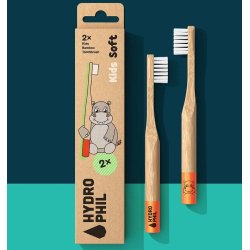HYDROPHIL - 2-pak Bamboo Toothbrushes for kids - Hippo