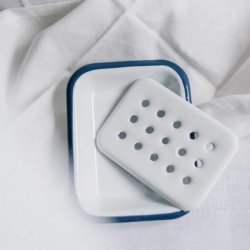 KLAR - Enamel luxury soap tray - White | Blue