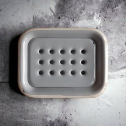 KLAR - Enamel luxury soap tray - Grey | Off White