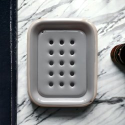 KLAR - Enamel luxury soap tray - Grey | Off White