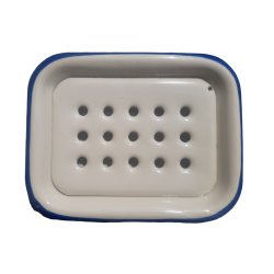 KLAR - Enamel luxury soap tray - Off White |blue