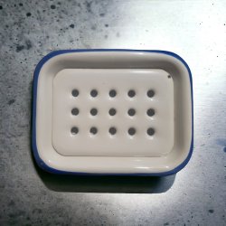KLAR - Enamel luxury soap tray - Off White |blue