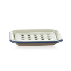 KLAR - Enamel luxury soap tray - Off White |blue