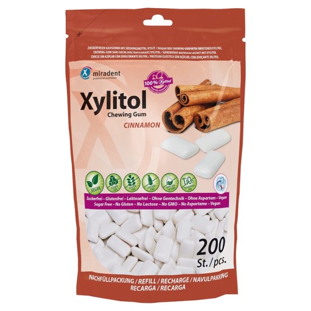 miradent - Xylitol Chewing gum 200 st - Cinnamon