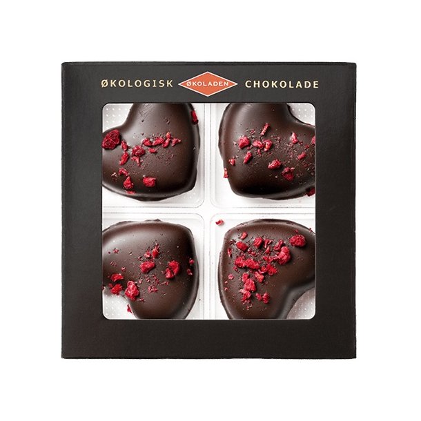 koladen - Organic Marzipan hearts with raspberries - 4-pack