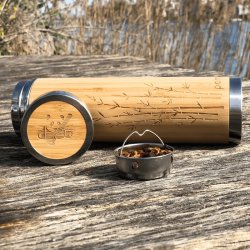 Pandoo - Bamboo termo mug with tea filter - 360ml