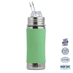 Pura - Kiki Straw Baby Sutteflaske 6+ mdr. Moss 325ml - Fast flow
