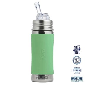 Pura - Kiki Straw Baby Sutteflaske 6+ mdr. Moss 325ml - Fast flow