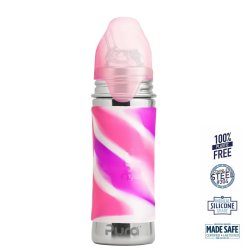 Pura - Kiki Straw Baby Sutteflaske 6+ mdr. Pink | Rosa | Hvid 325ml - Fast flow 