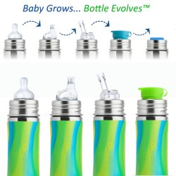 Pura - Kiki Straw Baby Sutteflaske 6+ mdr. Mint | Moss | Aqua  325ml - Fast flow