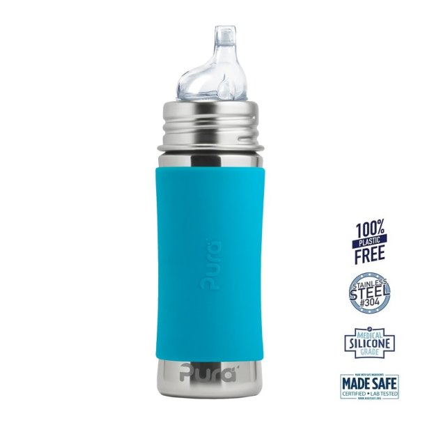 Pura - Sipper Spouts Baby Sutteflaske 6+ mdr. Aqua 325ml - Fast flow