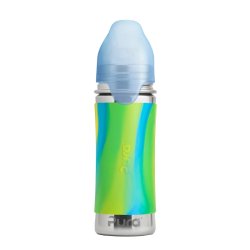 Pura - Kiki Straw Baby Sutteflaske 6+ mdr. Mint | Moss | Aqua 325ml - Fast flow