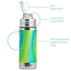 Pura - Kiki Straw Baby Sutteflaske 6+ mdr. Mint | Moss | Aqua 325ml - Fast flow