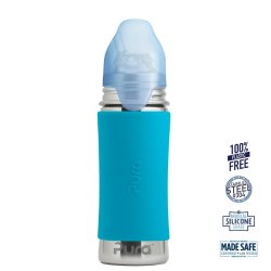 Pura - Kiki Straw Baby Sutteflaske 6+ mdr. Aqua 325ml - Fast flow