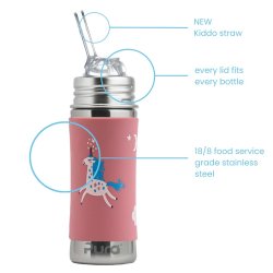 Pura - Kiki Straw Baby Sutteflaske 6+ mdr. Enhjrning 325ml - Fast flow