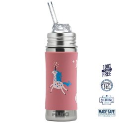 Pura - Kiki Straw Baby Sutteflaske 6+ mdr. Enhjrning 325ml - Fast flow