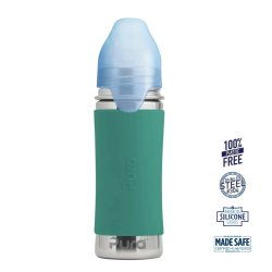 Pura - Kiki Straw Baby Sutteflaske 6+ mdr. Mint 325ml - Fast flow