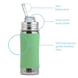 Pura - Kiki Straw Baby Sutteflaske 6+ mdr. Moss 325ml - Fast flow