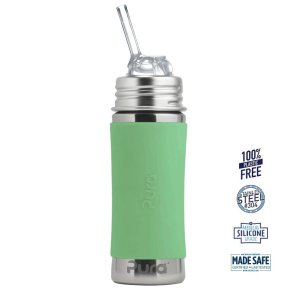 Pura - Kiki Straw Baby Sutteflaske 6+ mdr. Moss 325ml - Fast flow