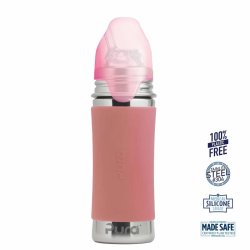 Pura - Kiki Straw Baby Sutteflaske 6+ mdr. Rosa 325ml - Fast flow
