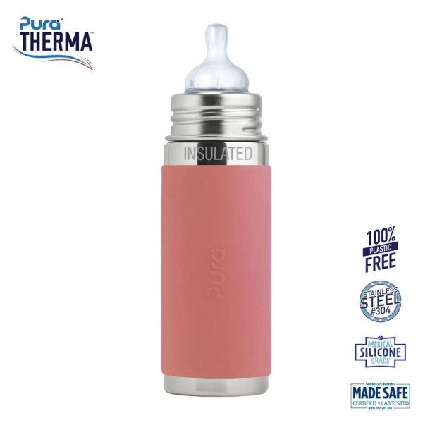 Pura - Therma Kiki Baby Sutteflaske 3+ mdr. Rosa 260ml - Medium flow