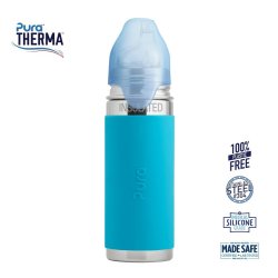 Pura - Therma Kiki Sipper Baby Sutteflaske 6+ mdr. Aqua 260ml - Fast flow