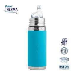 Pura - Therma Kiki Sipper Baby Sutteflaske 6+ mdr. Aqua 260ml - Fast flow