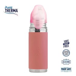 Pura - Therma Kiki Sipper Baby Sutteflaske 6+ mdr. Rosa 260ml - Fast flow