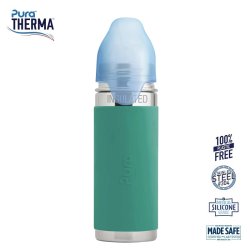 Pura - Therma Kiki Straw Baby Sutteflaske 6+ mdr. Mint 260ml - Fast flow
