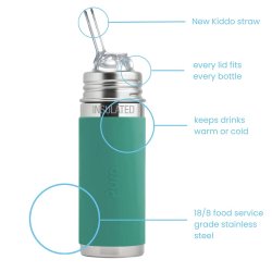 Pura - Therma Kiki Straw Baby Sutteflaske 6+ mdr. Mint 260ml - Fast flow