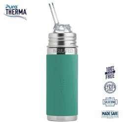 Pura - Therma Kiki Straw Baby Sutteflaske 6+ mdr. Mint 260ml - Fast flow