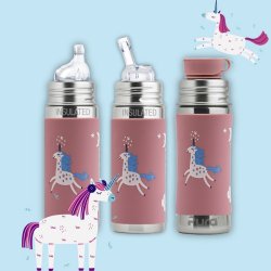 Pura - Therma Kiki Straw Baby Sutteflaske 6+ mdr. Enhjrning 260ml - Fast flow