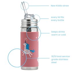 Pura - Therma Kiki Straw Baby Sutteflaske 6+ mdr. enhjrning 260ml - Fast flow