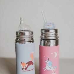 Pura - Therma Kiki Straw Baby Sutteflaske 6+ mdr. enhjrning 260ml - Fast flow
