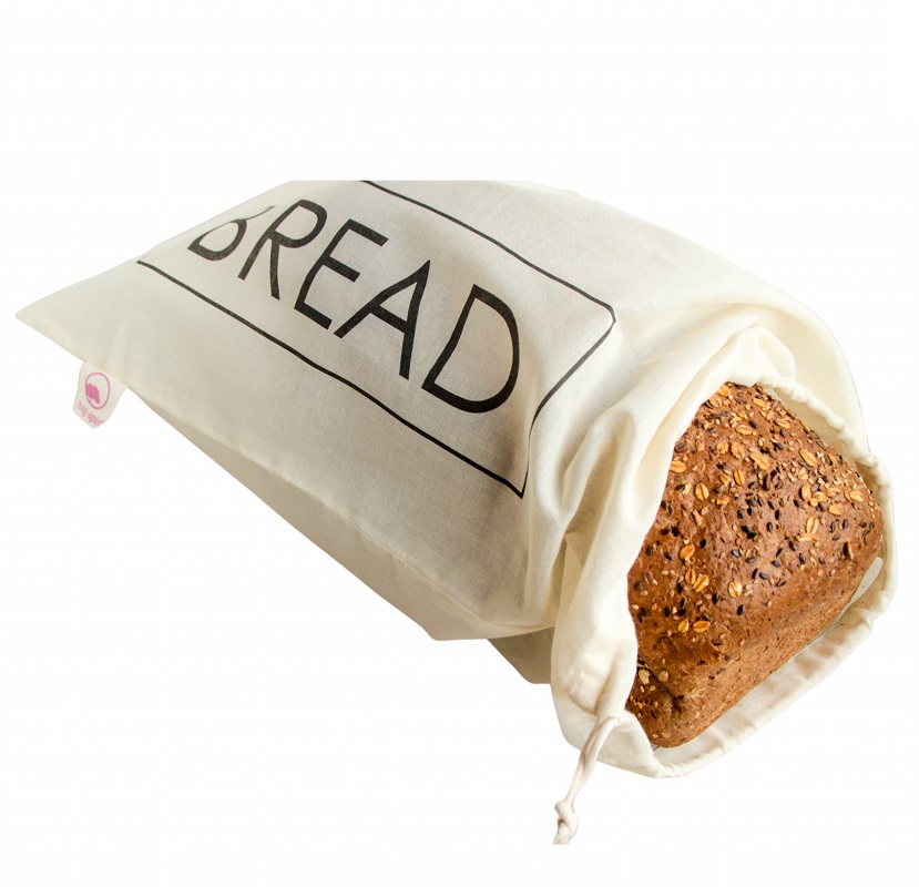 RESTPARTI – BAG-AGAIN® – stor Brødpose med tekst i økologisk bomuld