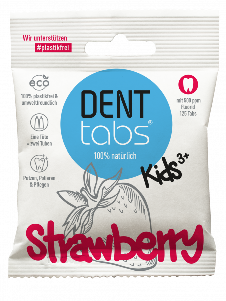 DENTTABS - Tandpasta Tabletter Kids med fluorid - jordbær