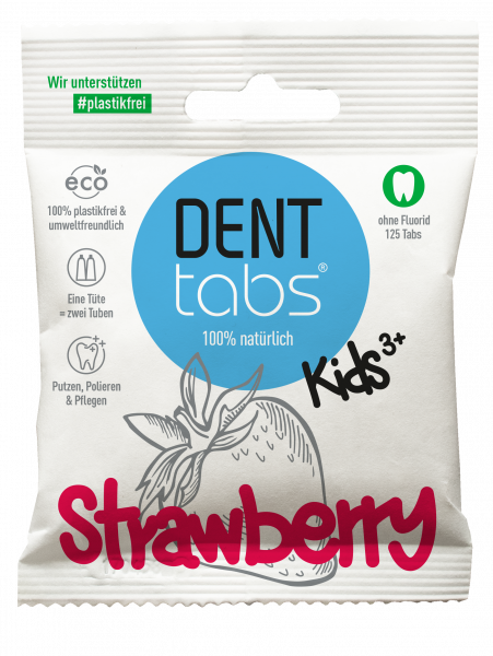 DENTTABS - Tandpasta Tabletter Kids uden fluorid - jordbær