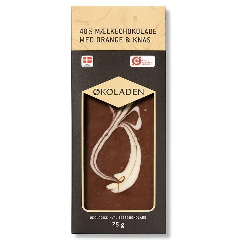 ØKOLADEN - Økologisk Mælkechokolade - Orange & Knas