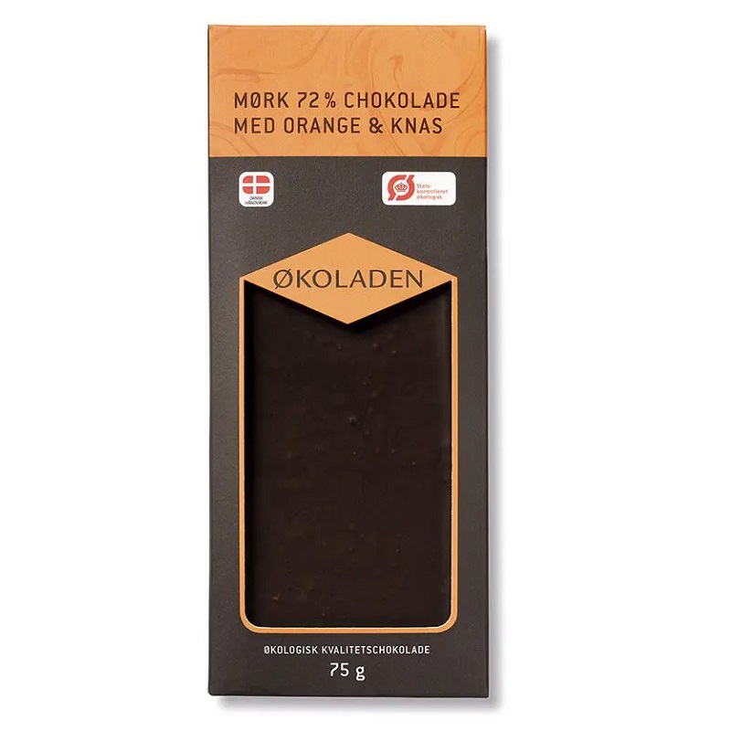 Billede af ØKOLADEN - Økologisk Mørk 72% Chokolade - Orange & Knas