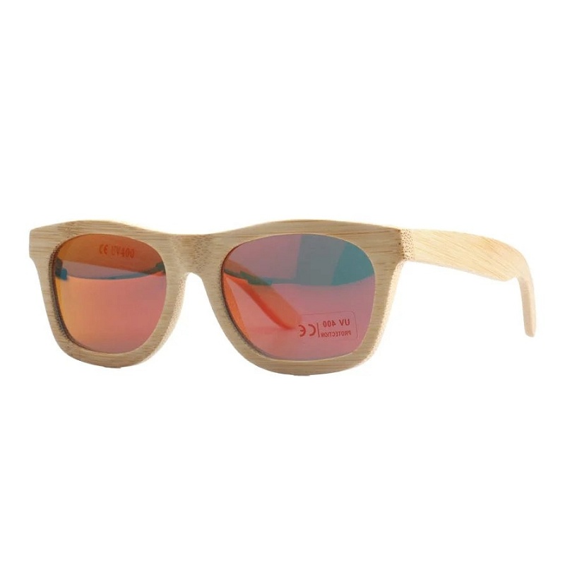 pandoo - Lys bambus Polaroid solbrille - Orange